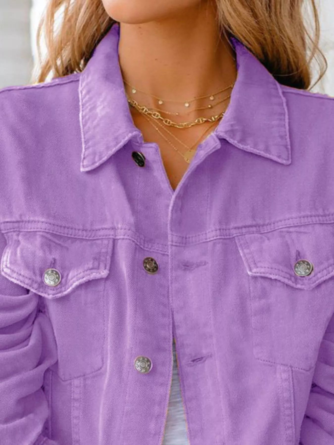 Button Up Long Sleeve Denim Jacket