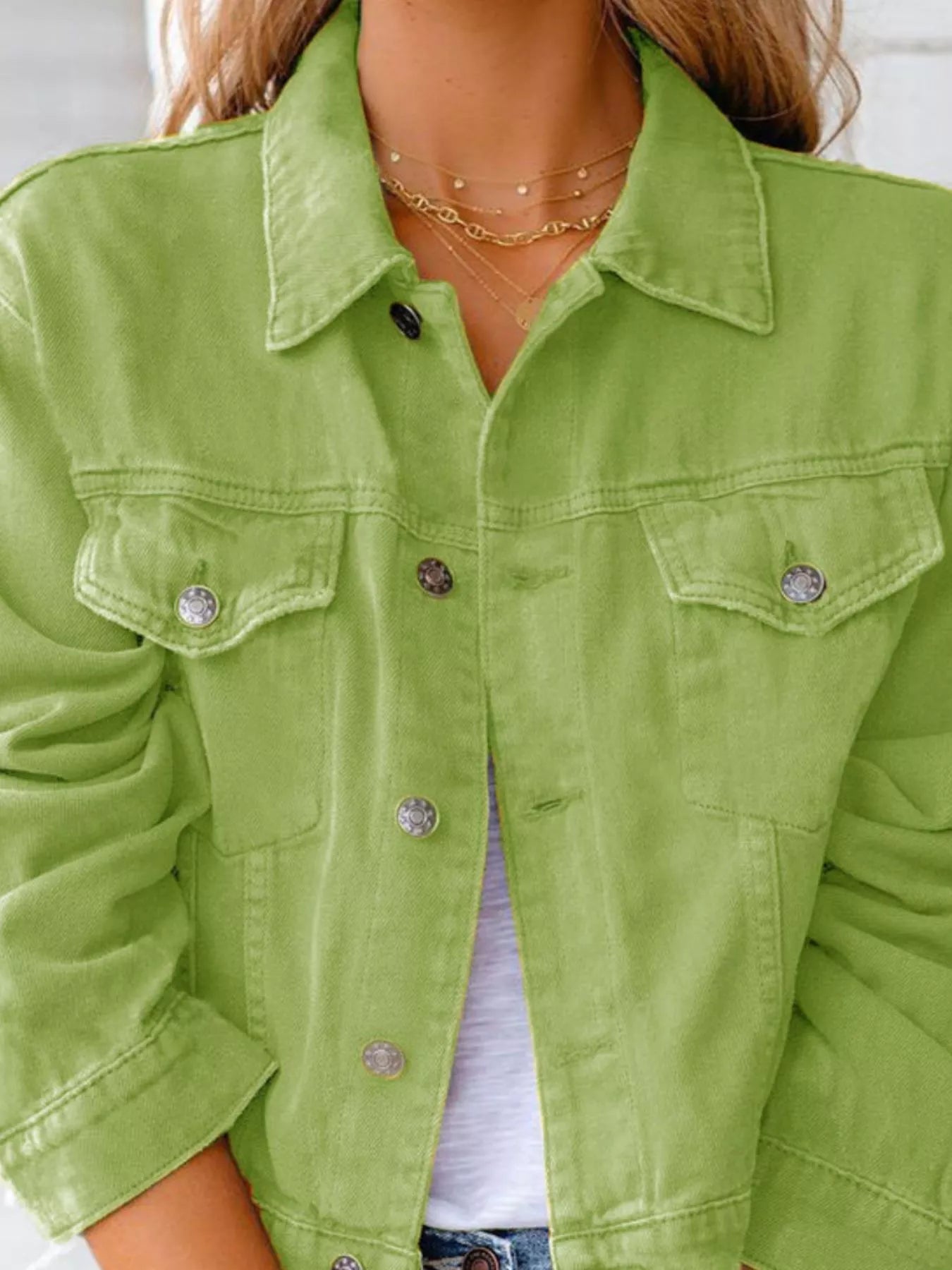 Button Up Long Sleeve Denim Jacket