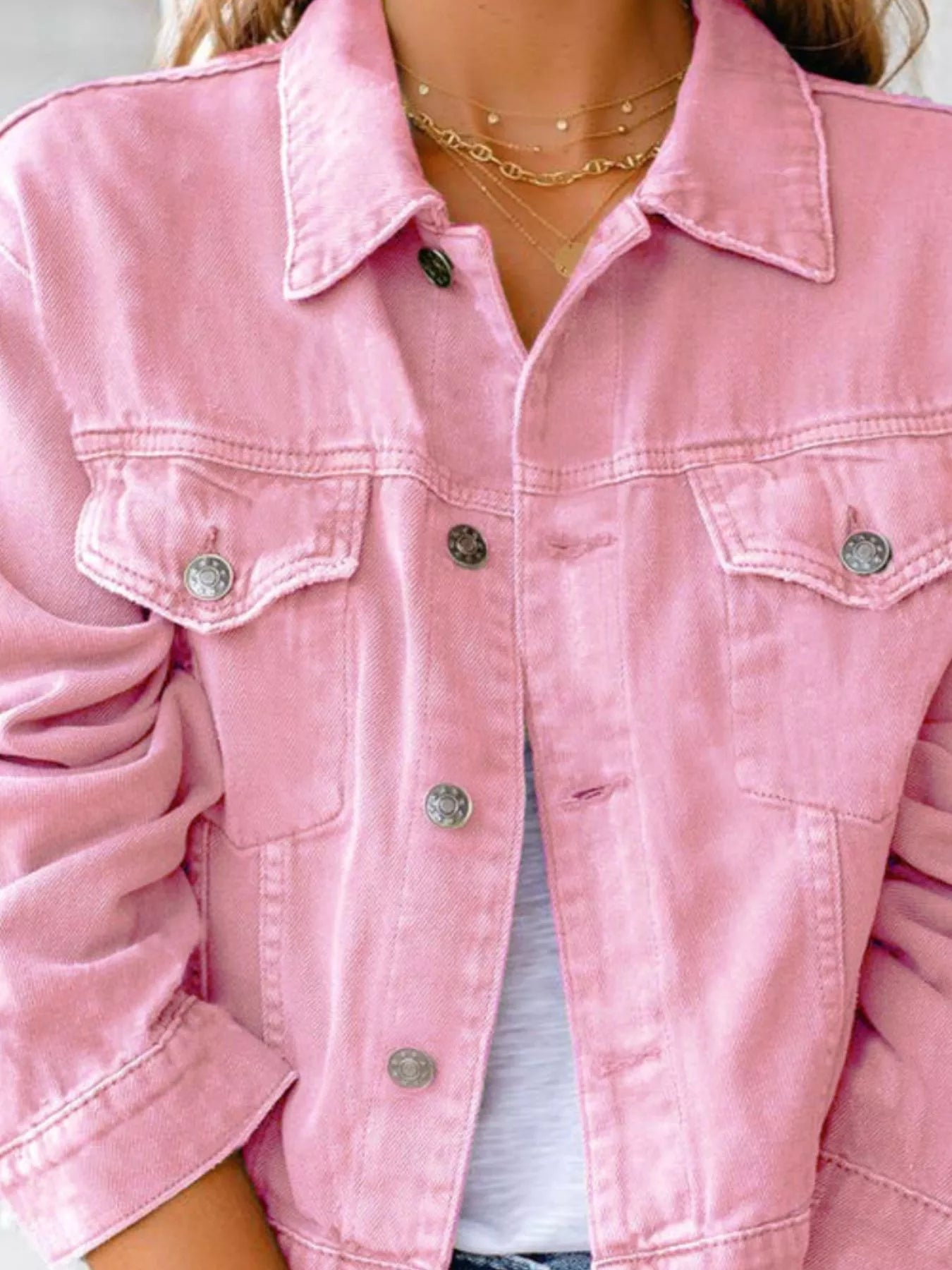 Button Up Long Sleeve Denim Jacket