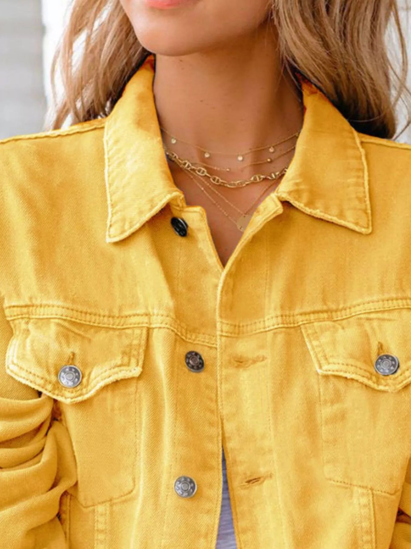 Button Up Long Sleeve Denim Jacket