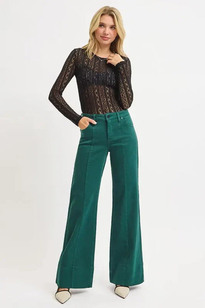 RISEN Full Size Tummy Control Mid Rise Wide Leg Jeans Plus Size