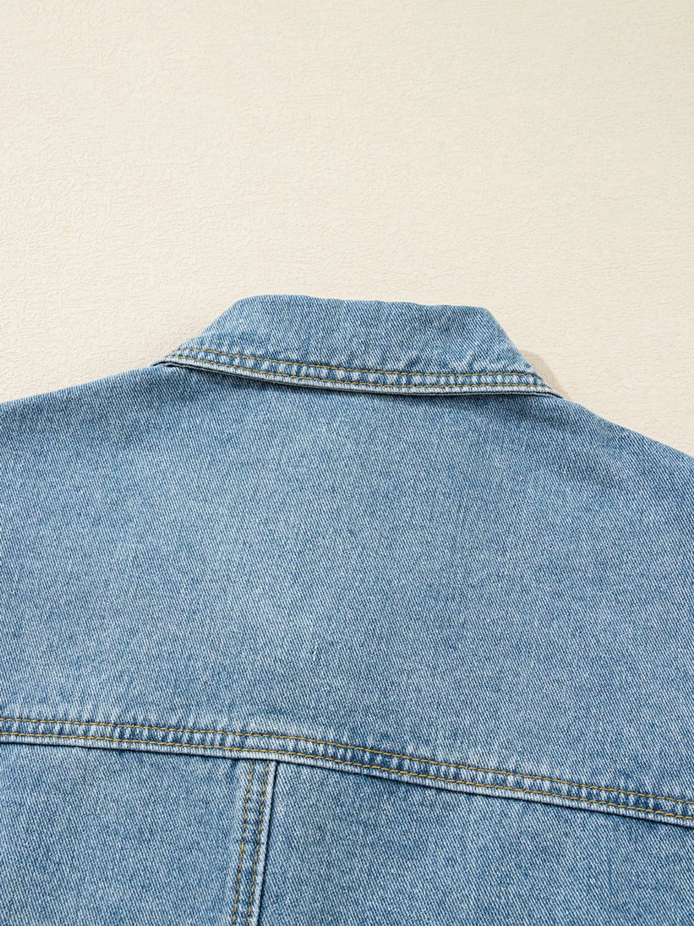 Patched Pockets Side Tie Denim Jacket