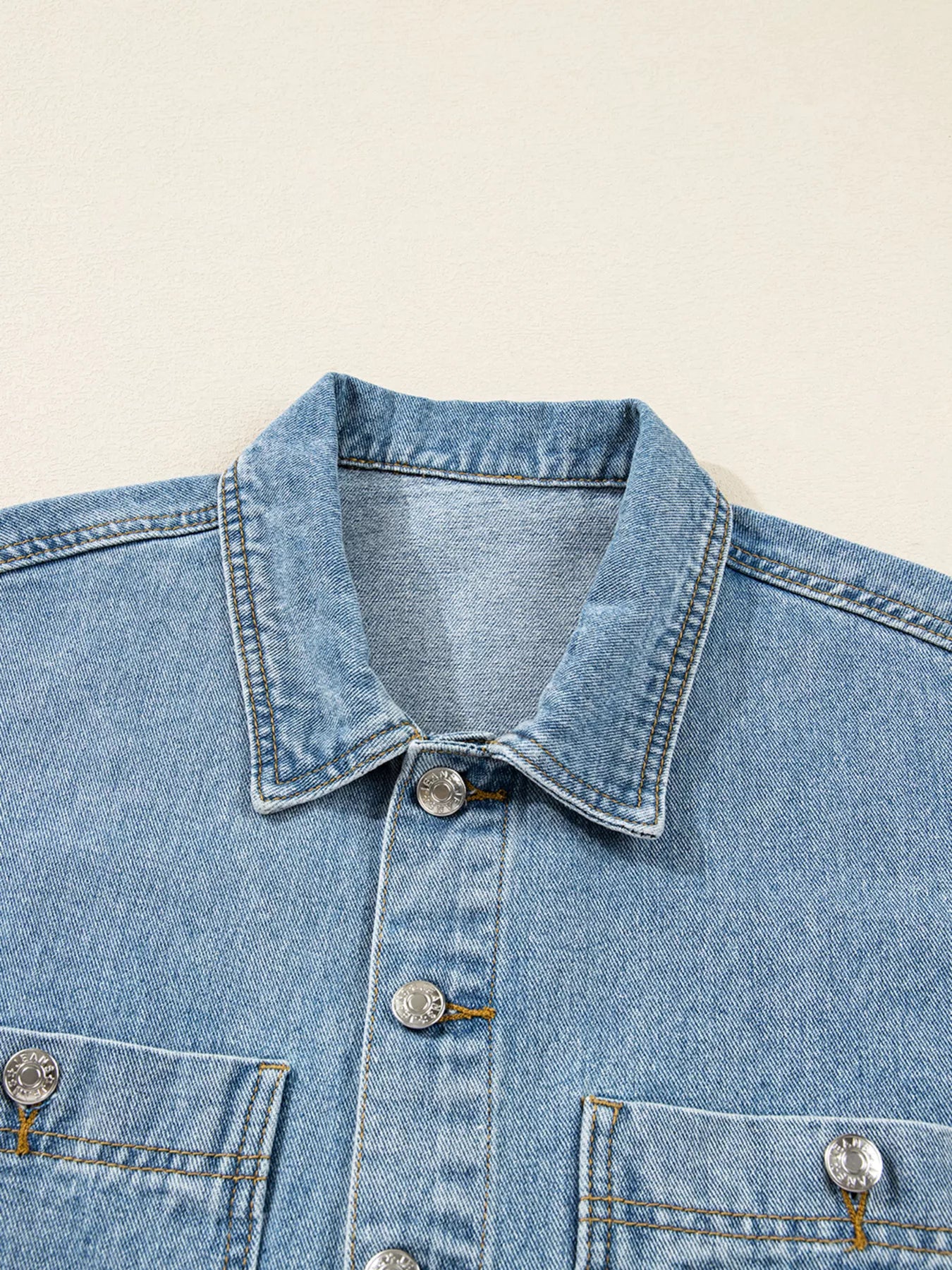 Patched Pockets Side Tie Denim Jacket
