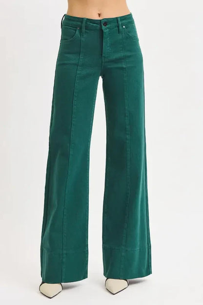 RISEN Full Size Tummy Control Mid Rise Wide Leg Jeans Plus Size