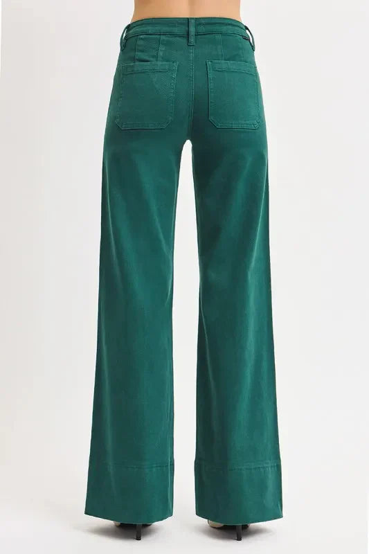 RISEN Full Size Tummy Control Mid Rise Wide Leg Jeans Plus Size