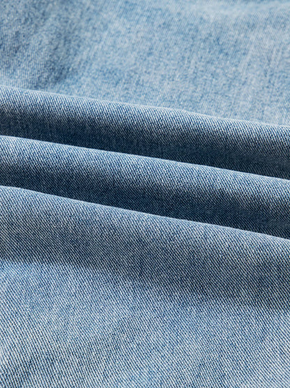 Patched Pockets Side Tie Denim Jacket