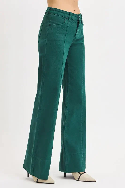 RISEN Full Size Tummy Control Mid Rise Wide Leg Jeans Plus Size