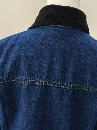 Snap Down Denim Jacket with Chest Pockets