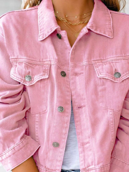 Button Up Long Sleeve Denim Jacket