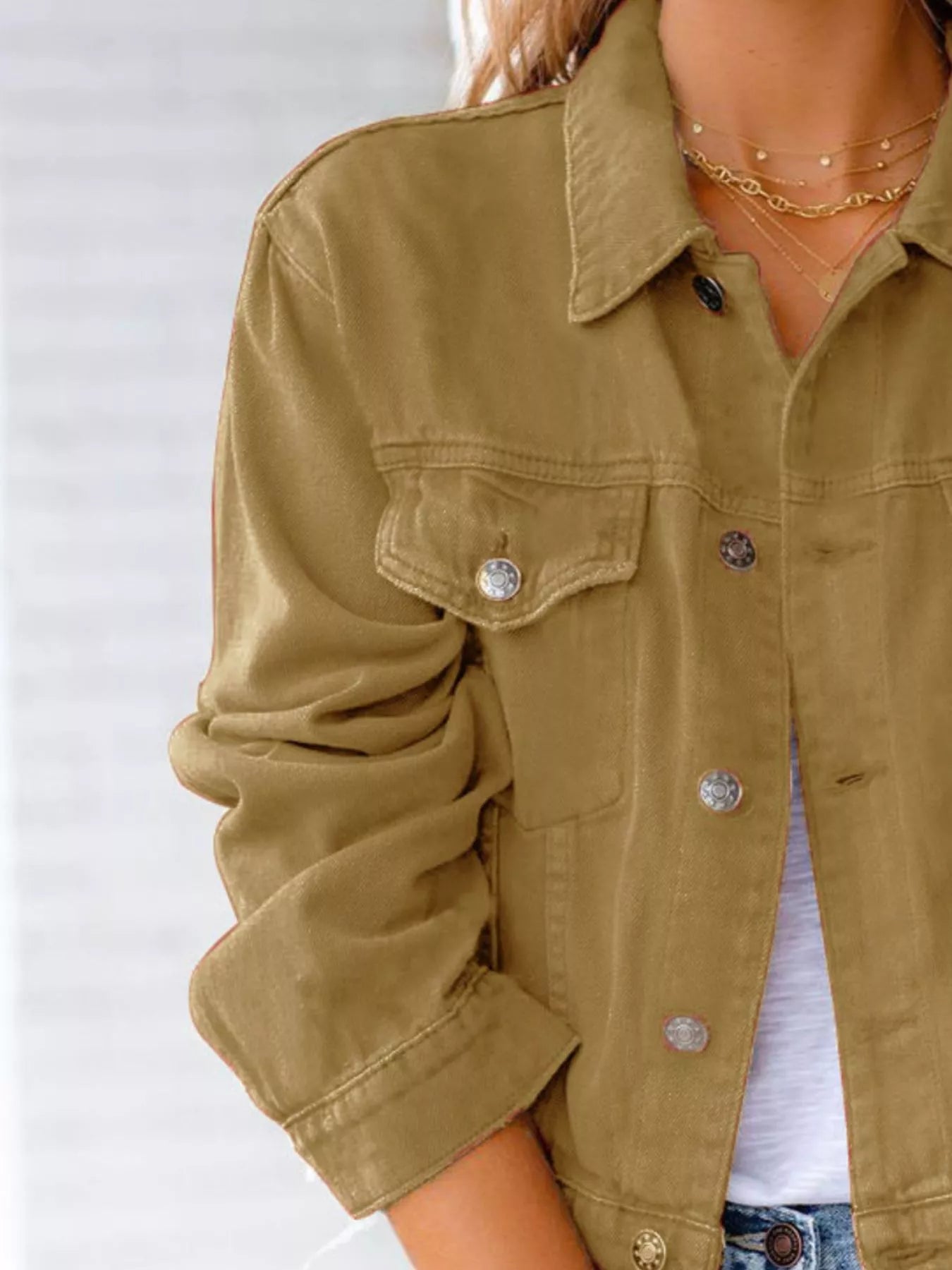 Button Up Long Sleeve Denim Jacket