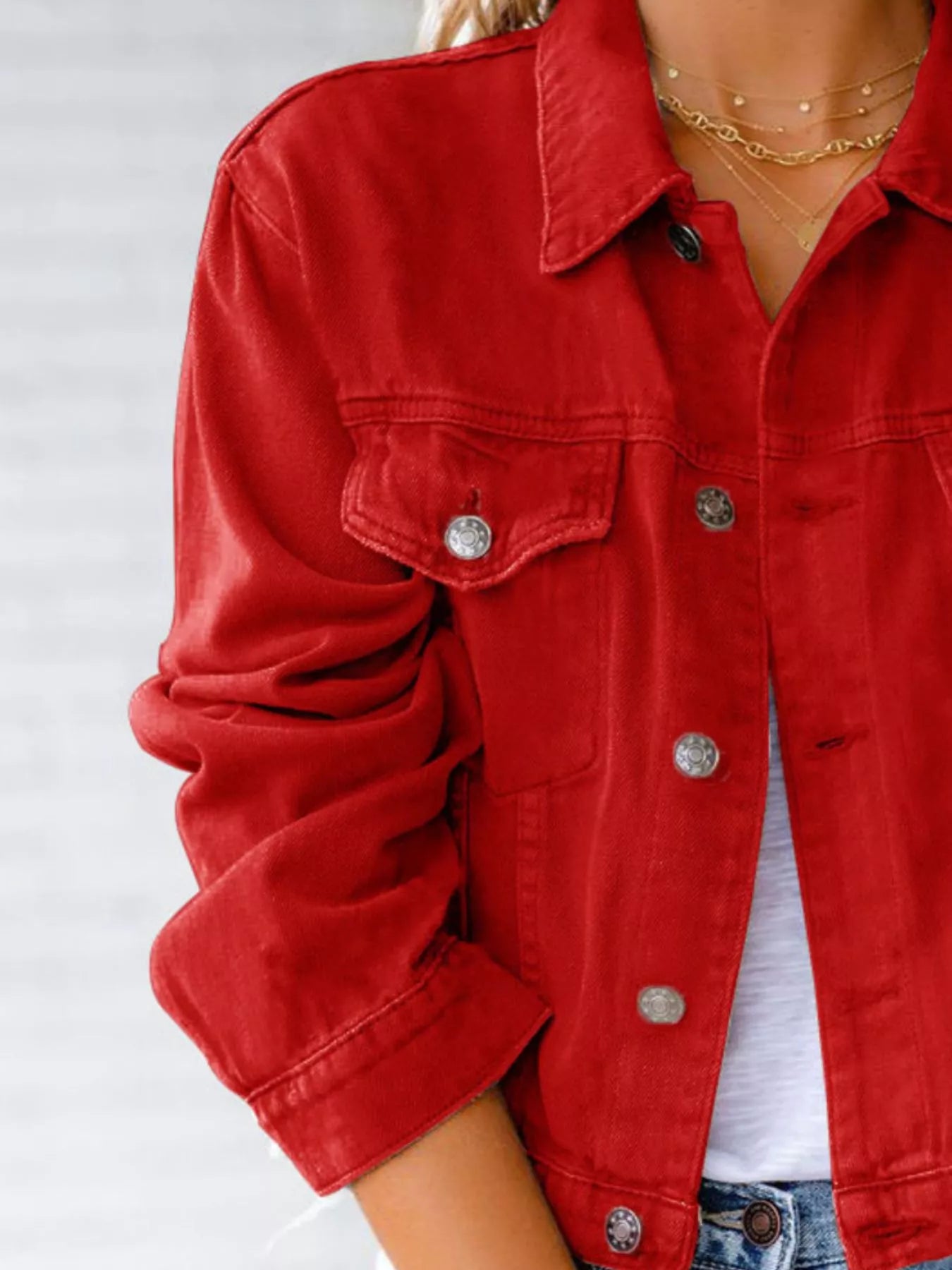 Button Up Long Sleeve Denim Jacket