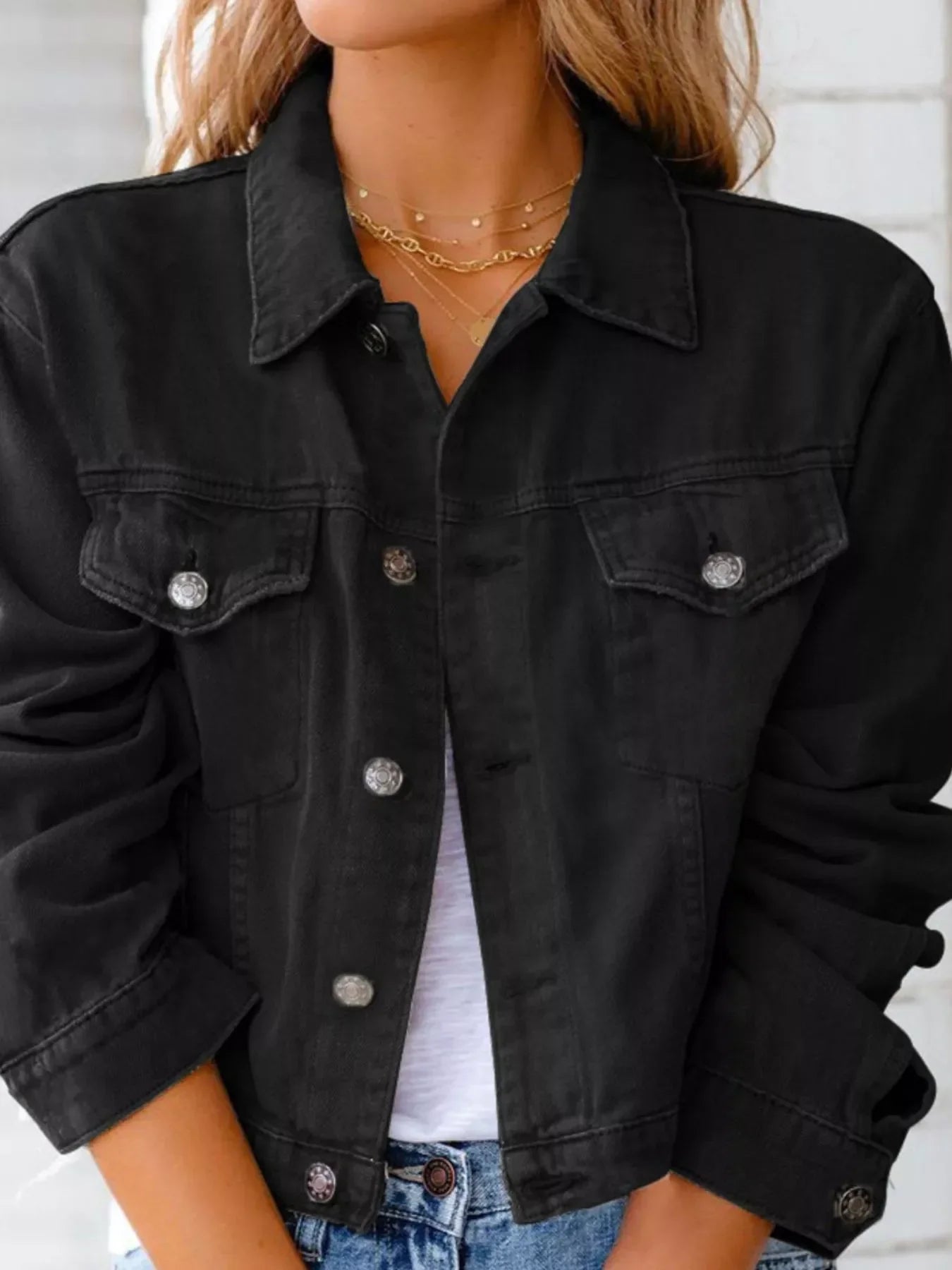 Button Up Long Sleeve Denim Jacket