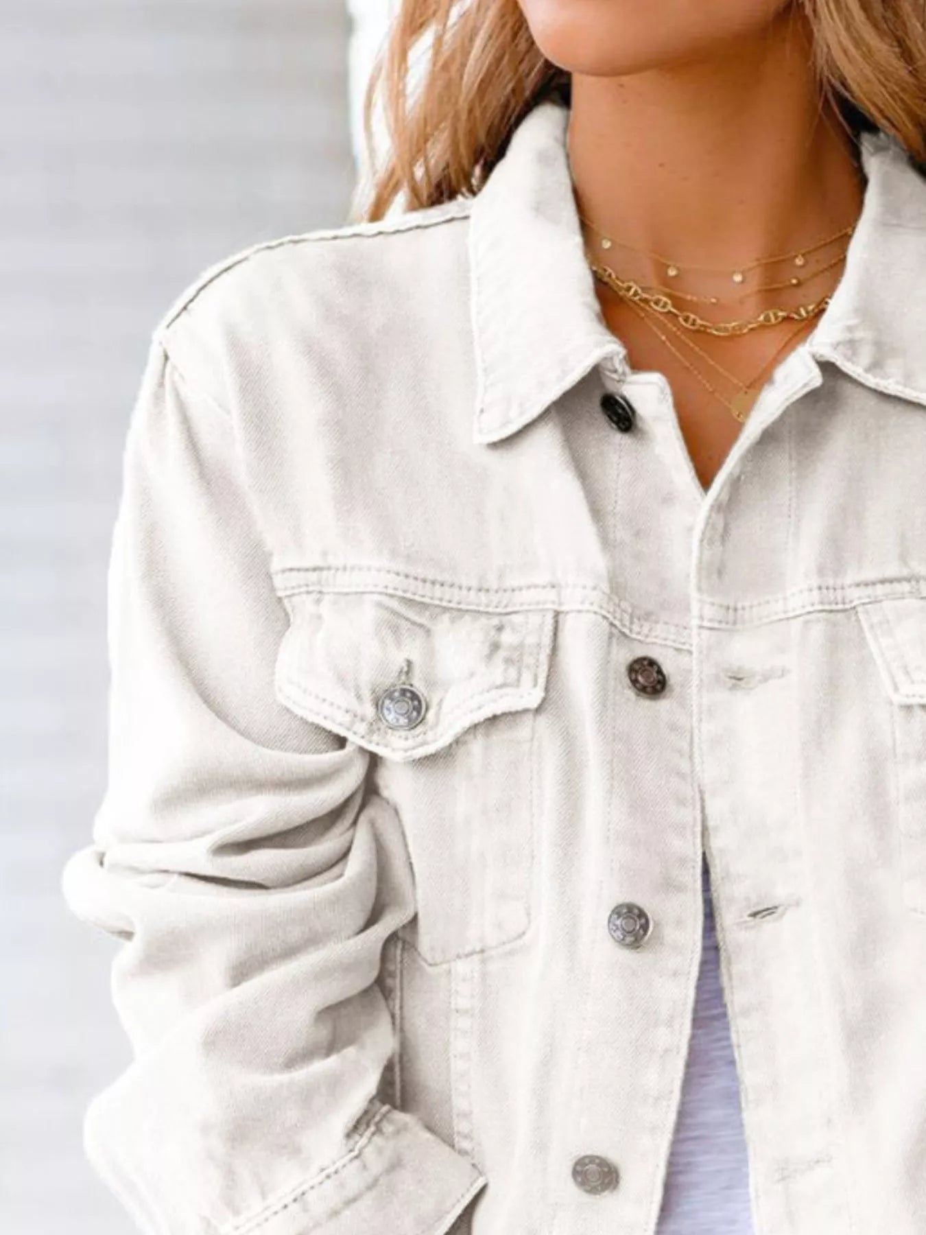Button Up Long Sleeve Denim Jacket