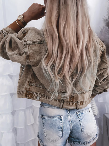 Studded Button Up Denim Jacket