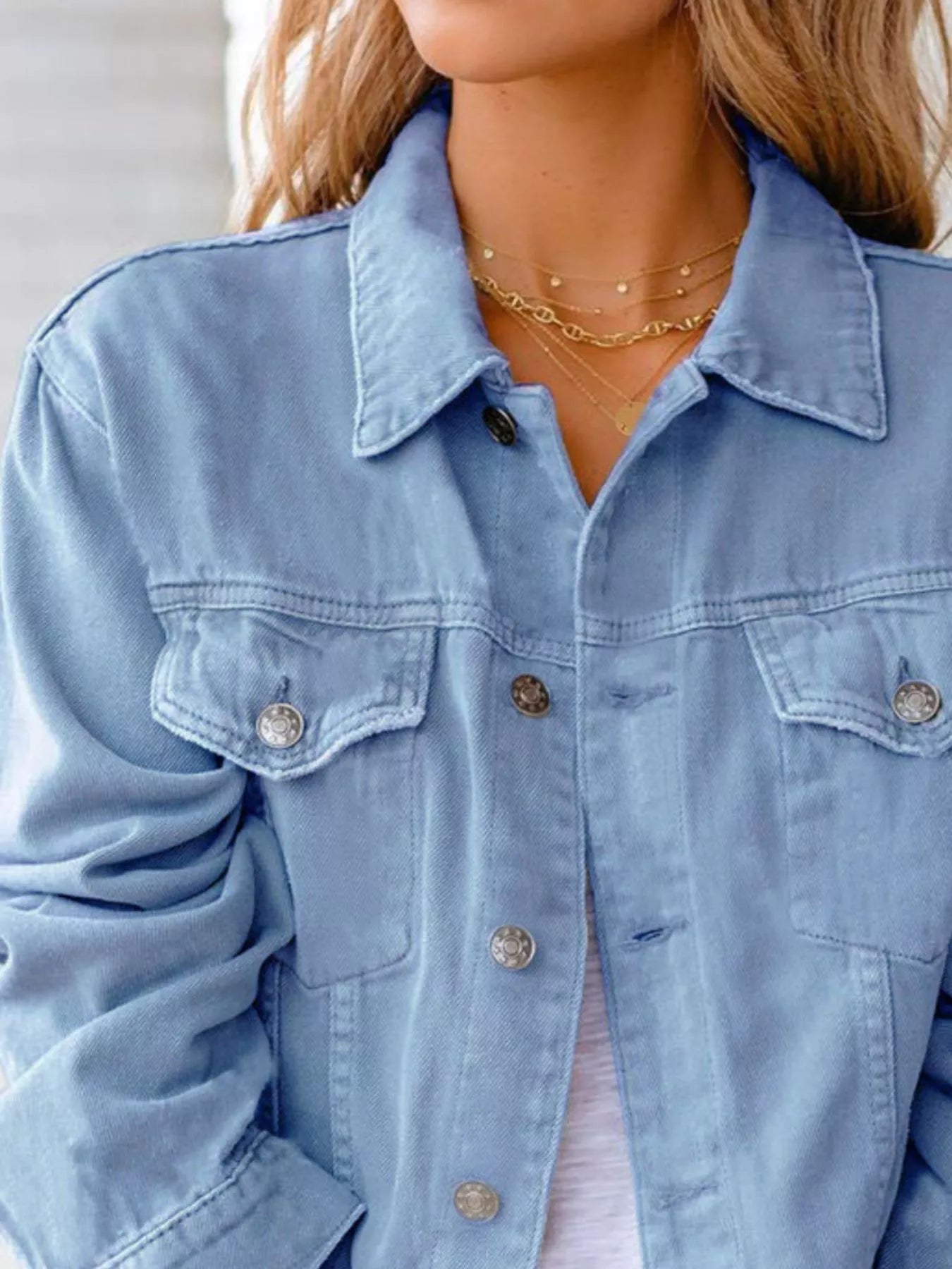 Button Up Long Sleeve Denim Jacket